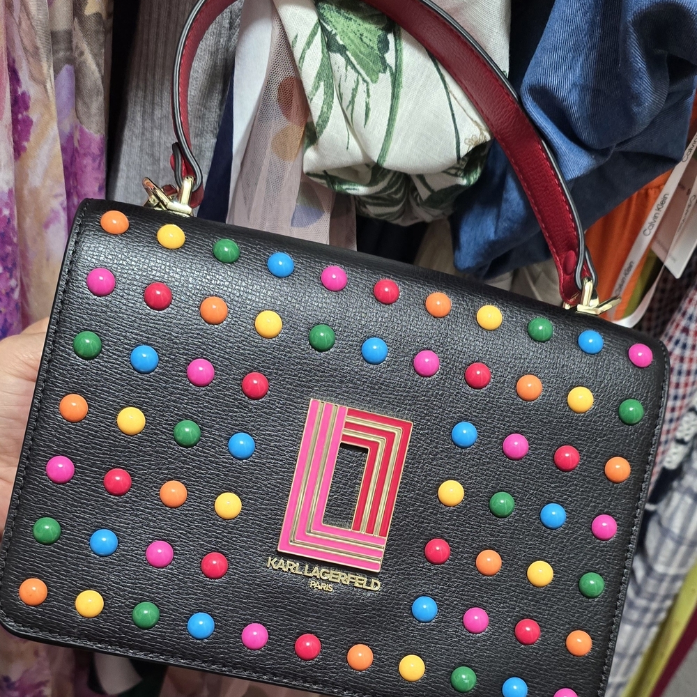Karl Lagerfeld Black Multicolor Studded Women's Bag